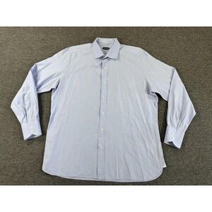 Tom Ford Shirt Mens 18 Blue Solid Dress Spread Collar Long Sleeve Made In Italy